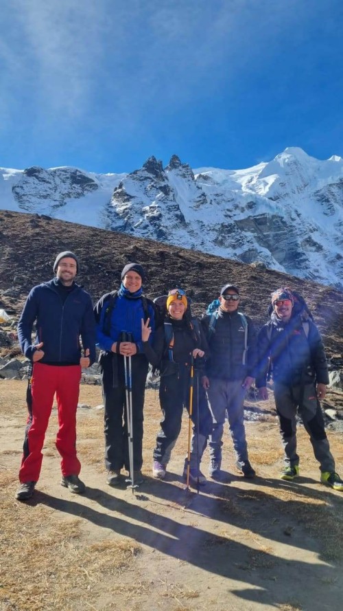group on Mera peak walking