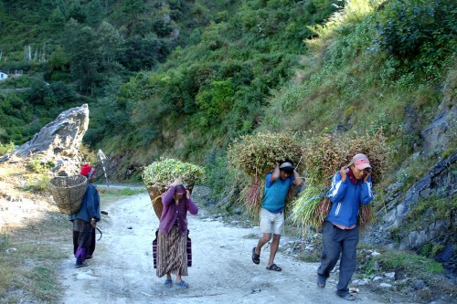 local people carrying