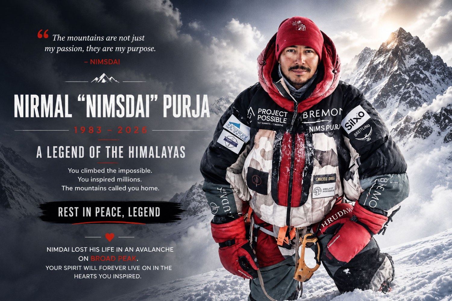 Nirmal Purja "Nimsdai" Dies in Broad Peak Avalanche: Remembering Nepal's Greatest Modern Mountaineer